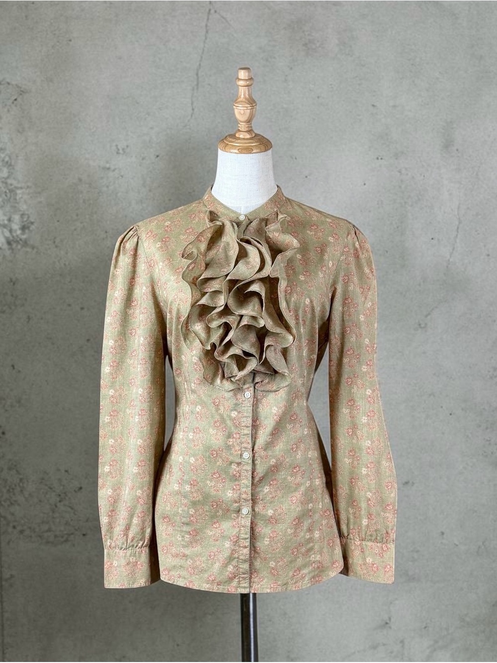 Lauren Ralph Lauren Jeans Co. Ruffle Floral Prairie Blouse Willow Bark | XL